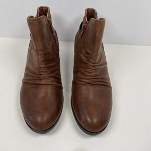 Yuu Ankle Boots Womens Size 7M Brown Side Zip Ruched Booties
